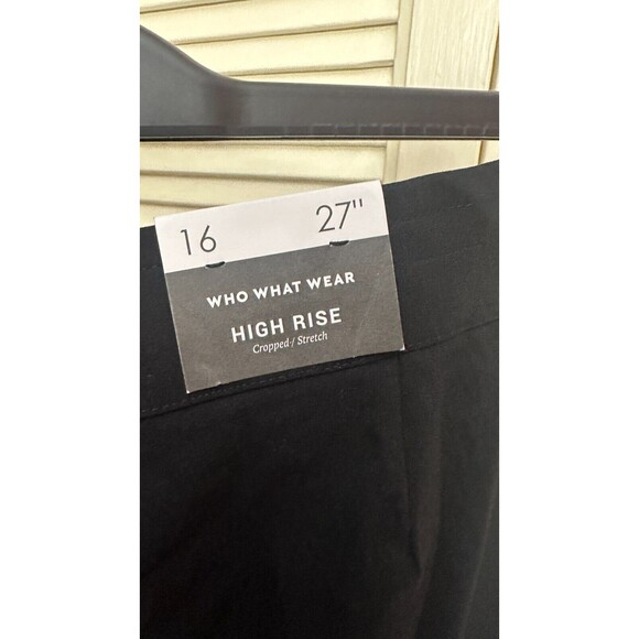 Women's Who What Wear High-Rise Cropped Stretch Pants Black Size 16 - Picture 5 of 5